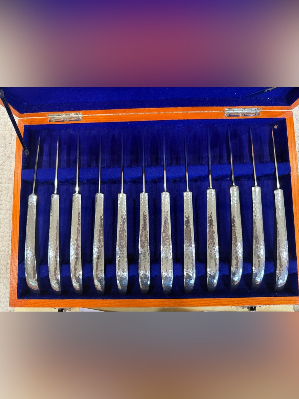 Vintage Japan Sword 12 Stainless Steel Dinner Knives Original Box with Paperwork